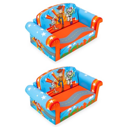 Marshmallow Furniture 2 Pack Kids 2-in-1 Flip Open Foam Compressed Lightweight Lounging Sofa Bed/Extendable Sleeper Couch, Toy Story 4, Multicolor - image 1 of 4