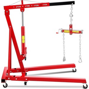 2-Ton Hydraulic Shop Crane Folding Engine Hoist with Lever,4400Lbs Capacity w/6 Steel Casters-Heavy-Duty Portable Car Lift for Truck Engines(168lbs) - 1 of 4