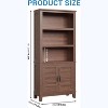 71" High Bookcase with Doors, 5-Tier Bookshelf with Doors and Adjustable Shelves, Floor-to-ceiling Narrow Bookshelf for Bedroom, Living Room, Brown - 2 of 4