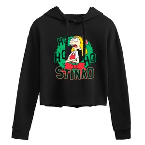 Women's - Hey Arnold! - Ho Ho Ho Stinko Cropped Graphic Hoodie - 1 of 3