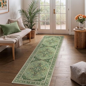 Abynow Floral Loomed Machine Washable Area Rug - 1 of 4