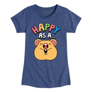 Girls' - Instant Message - Happy As A Quokka Fitted Short Sleeve Graphic T-Shirt - 1 of 4
