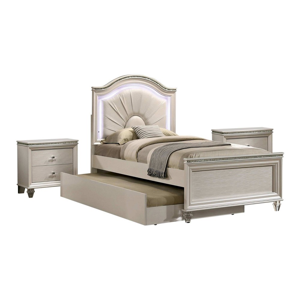 Photos - Bedroom Set 3pc Full Fosset  with 2 Nightstands Pearl White - HOMES: Inside