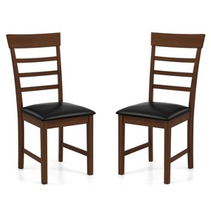 ADILE Wooden Dining Chairs Set of 2, PU Leather Upholstered Kitchen Chairs w/Rubber Wood Frame - 1 of 3