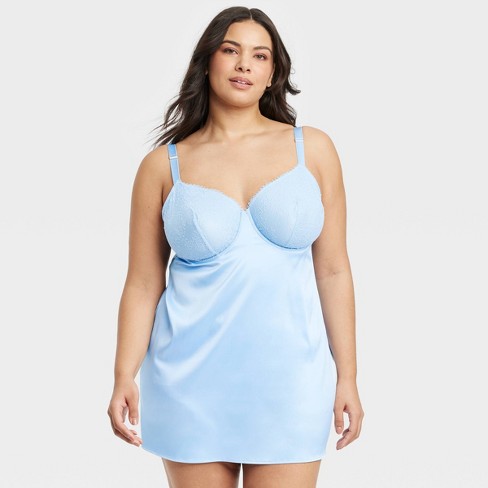 Women's Satin Slip Lingerie Dress - Auden™ Blue 2x : Target