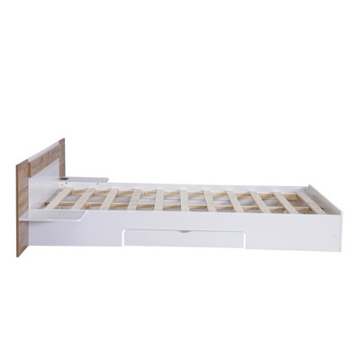 Whisen Queen Size Platform Bed with Headboard, Shelves, USB Ports and Sockets
