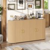 63" Sideboard Buffet Cabinet, Fluted Entryway Coffee Bar Cabinet with 4 Doors, Wooden Media Console Table, Accent Credenza for Living Room Kitchen - 3 of 4