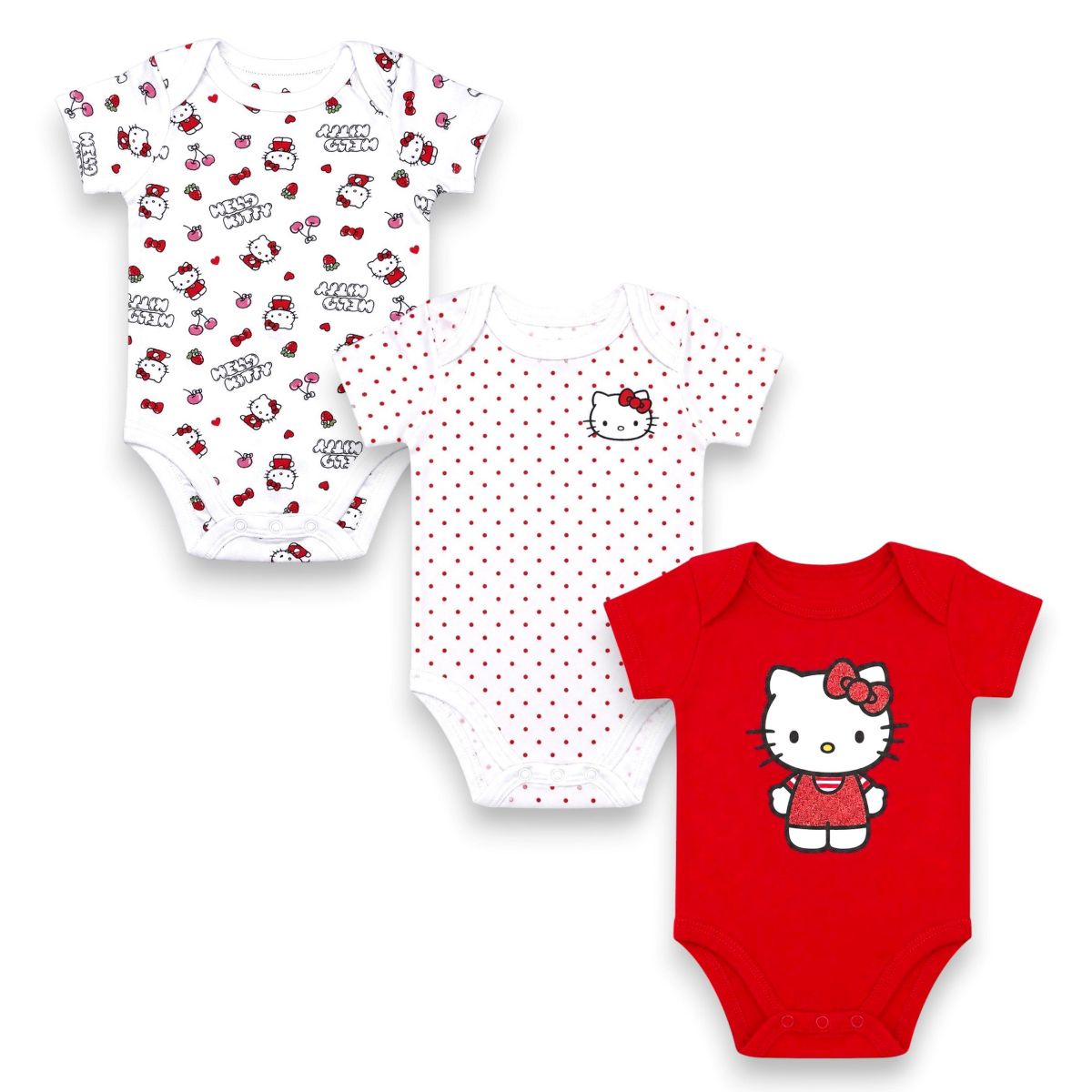Hello Kitty Infant Girls' 3-Piece Short Sleeve Bodysuit Sets - thumbnail 9