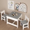 TopComfy Kids Table Sets Kids Table and Chair Set 3 in 1 Wooden Activity Table Toddlers Drawing Reading for Playroom, White, 23.62"*23.62"*18.9" - 2 of 4
