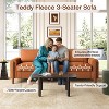 Okak Modern Solid Wood Teddy Fabric Futon Sofa for Living Room Bedroom,3-Seat Rest Sofa with Comfy Backrest & Curved Armrest - 2 of 4