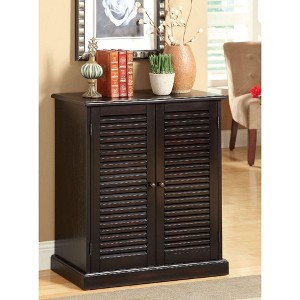 Royal Hampton Double Door Solid Wood Shoe Cabinet with Blocked Panel Feet, Espresso Brown - 1 of 1