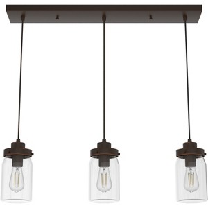 3-Light Devon Park Cluster Linear Onyx Bengal - Hunter Fan: UL Listed, Adjustable Height, Metal & Glass - 1 of 4