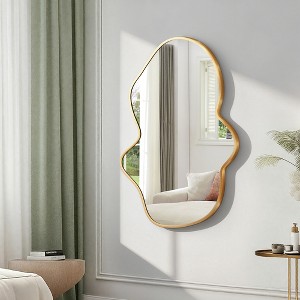 Beautyolove Sleek-finished Gold Aluminum Alloy Framed Irregular Wall Mirror Stylish Wall Mirror for Home - 1 of 4