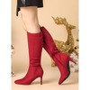 Allegra K Women's Pointed Toe Side Zip Stiletto Heel Knee High Boots - 2 of 4