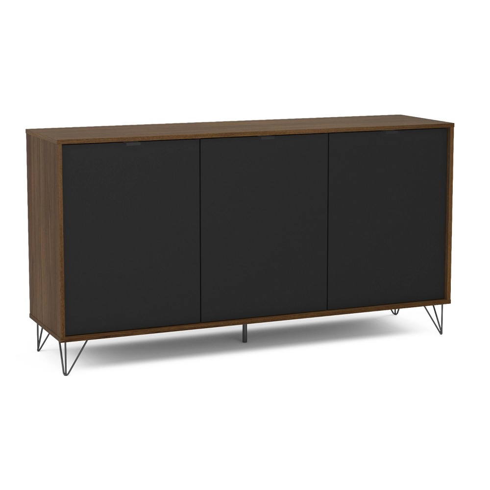 Montreal Sideboard Dark Brown/Black - Polifurniture: Modern 3-Door Storage Cabinet, Particle Board