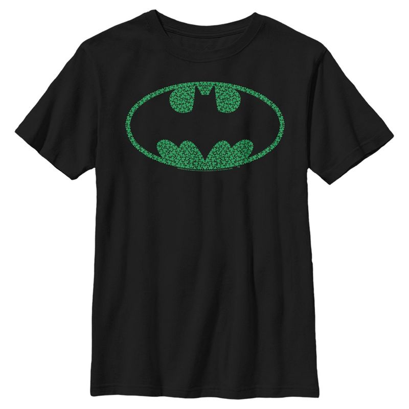 Boy's Batman St. Patrick's Day Cloverfield Bat Logo T-Shirt, 1 of 6