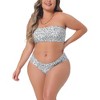 Agnes Orinda Women's Plus Size Two Pieces Bandeau Stripe Off Shoulder High Waist Bikini Sets - 2 of 4