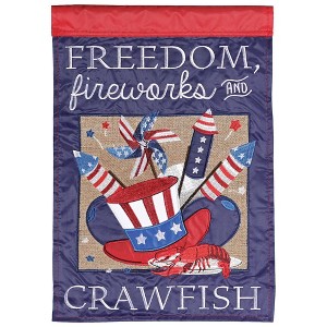Dicksons Magnolia Garden Freedom Fireworks and Crawfish Red White Blue 18 x 13 Polyester Outdoor Garden Flag - 1 of 2