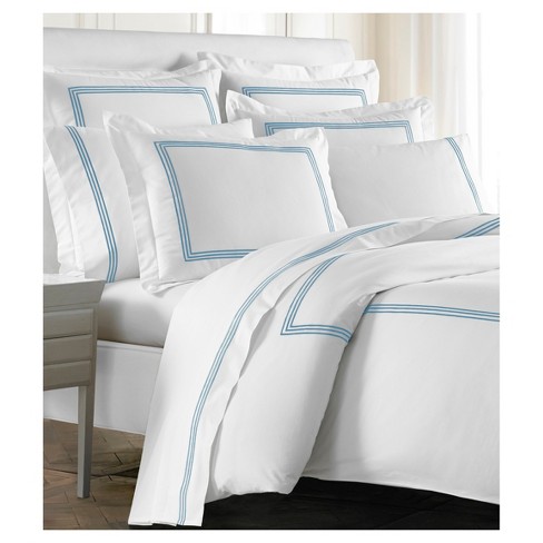 Triple Line Bedding Duvet Cover Full Queen Blue Cassadecor