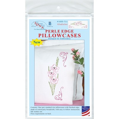 Jack Dempsey Stamped Pillowcases W/White Perle Edge 2/Pkg-Gladiolus