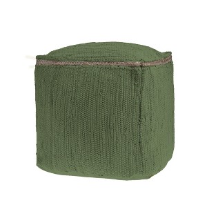 18" Gray and Natural Cotton And Jute Cube Pouf Ottoman - 1 of 4
