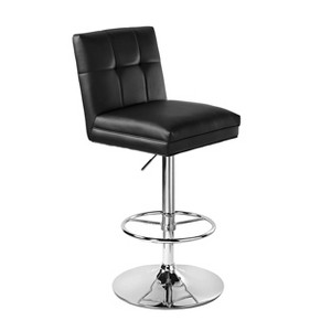 Sloan Adjustable Faux Leather Swivel Barstool Black - Boraam: Chrome Base, Counter to Pub Height - 1 of 4