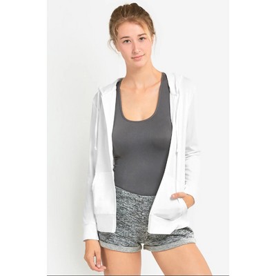 Sofra Women's Cotton Comfort Zip Up Hoodie Jersey Sweater
