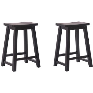 WestinTrends 24" Saddle Seat Solid Wood Kitchen Counter Stool Chair (Set of 2) - 1 of 4