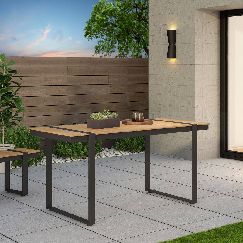 Cibola Outdoor Aluminum Rectangle Dining Table - Natural/Gray - Christopher Knight Home, 3 of 10