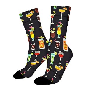 Tropical Drinks Pattern Women Printed Crew Socks Funny Funky Socks Soft Polyester Novelty Gifts for Artists Men - 1 of 1