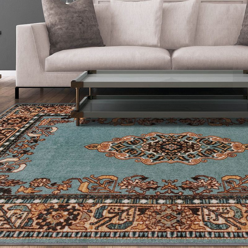 Floral Scroll Medallion Washable Non-Slip Indoor Runner or Area Rug by Blue Nile Mills, 5 of 6