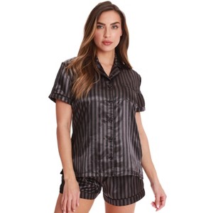 Just Love Womens Satin Pajama Set - Loungewear Short Sleeve Button Down Sleepwear - 1 of 2