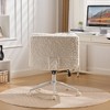 Gulches Cream Faux Fur Double Cushion Adjustable Swivel Office Chair Set of 1 Wide Seat Metal Base Vanity Desk Chair Ergonomic Task Chair - 3 of 4