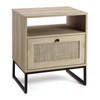 Rattan End Table with Drawer and Shelf, Boho Nightstand and Farmhouse Accent Table for Bedroom or Living Room - 4 of 4