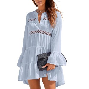 Women's Flowy Flared Sleeve Dress - LASCANA - 1 of 4
