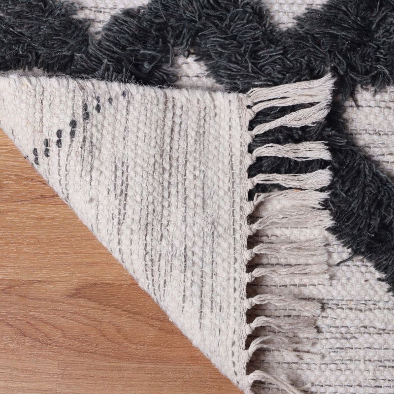 Bohemian Modern Farmhouse Trellis Handmade Wool Indoor Area Rug with Cotton Backing and Fringes by Blue Nile Mills, 3 of 6