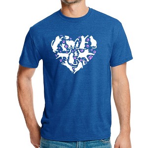 LA Pop Art Cat Heart - Men's Premium Blend Word Art T-Shirt - 1 of 4