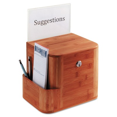 Safco Bamboo Suggestion Box 10 x 8 x 14 Cherry 4237CY