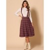 INSPIRE CHIC Women's Vintage Plaid A-Line Tartan Suspender Midi Skirt - 2 of 4