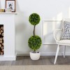 TopComfy Artificial Trees 34in Artificial Boxwood Double Ball Topiary Boxwood Double Ball Fake Tree Faux Boxwood Tree for Home, Green, 10"*10"*33.5" - 2 of 4