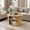 WOWLIVE Lift Top Coffee Table with Sliding Tambour Door, Round Fluted Coffee Table with Hidden Storage, Center Table for Living Room - 2 of 4