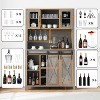 70'' Wine Coffee Bar Cabinet with Storage Hutch, Tall Kitchen Pantry Liquor Cabinet with Sliding Barn Doors for Home Dining Room - 4 of 4