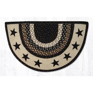 Earth Rugs Black Stars Printed Slice Tread 18"x29" Durable Handcrafted Jute Slice Rustic Farmhouse Cabin Accent Floor Mat - 1 of 3