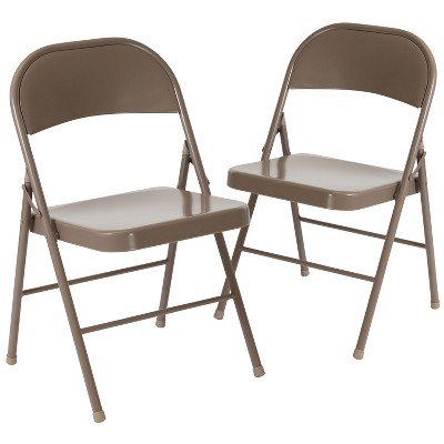 Flash Furniture HERCULES Series Double Braced Beige Metal Folding Chair 