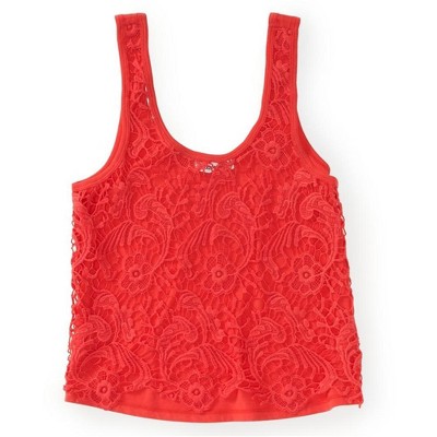 Aeropostale Womens Sheer Crochet-front Tank Top