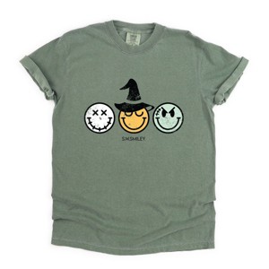 S.W.Smiley Skeleton Witchy Monster - Women's Garment Dyed Graphic T-Shirt - 1 of 4