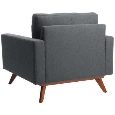 Slate Grey Tufted Linen Accent Chair with Splayed Wood Legs