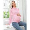 WhizMax Women's Knit Ribbed Maternity Top Mock Neck Long Sleeve Shirts Pregnant Ruched Tunic Pullover Sweater - 3 of 4