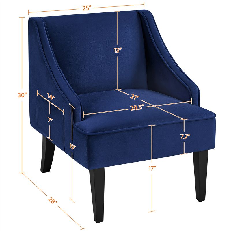 Yaheetech Modern Upholstered Armchair Velvet Accent Chair for Living Room Bedroom, 3 of 9