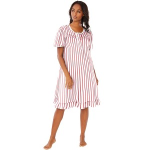 Dreams & Co. Short Floral Print Cotton Gown - 1 of 4
